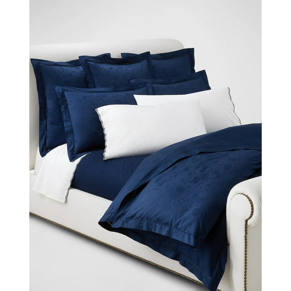 Ralph Lauren Organic Cotton Bethany Jacquard Duvet Cover, Full/Queen, Blue