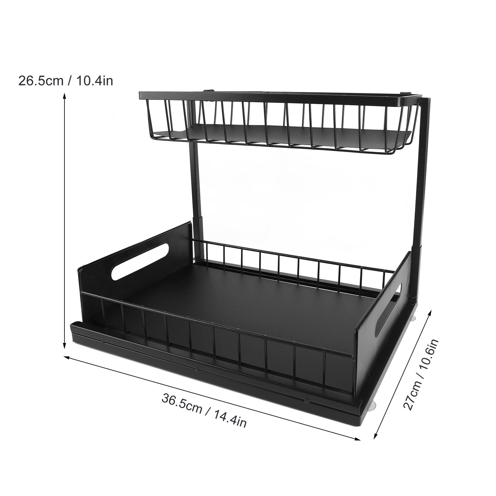 Pull Out Cabinet Organizer, 2 Tier Under Sink Slide Out Storage Shelf Sliding Wire Drawer for Kitchen Bathroom