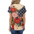 thumbnail image 4 of Iaqnaocc 250 Anniversary Usa Shirt for Women 4th Of July Summer Button V-Neck Retro Shirts Independence Day American Flag Floral Print July 4th Celebration Short Sleeve Tee Shirts Khaki S, 4 of 4