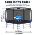 thumbnail image 2 of Trampoline Rond en Acier Inoxydable 18/8 de 12 Pieds, Trampoline Extérieur Robuste pour Adultes et Enfants avec Filet de Sécurité, Ensemble de Piquets Coupe-Vent, Barre d'Équilibre, Poteaux Courbés, 2 of 7