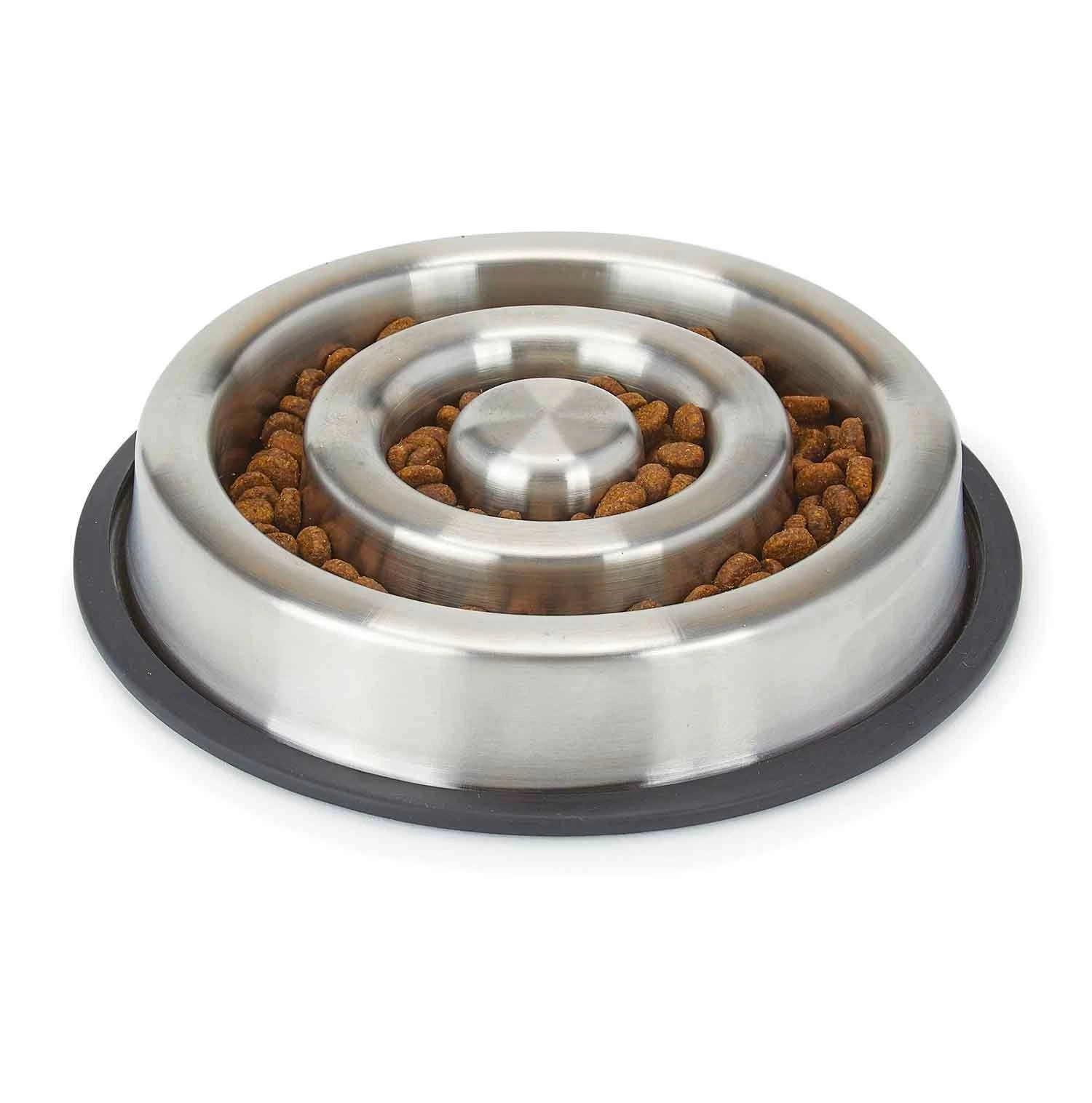 Slow Feeder Dog Bowls Heavy Stainless Steel Non Skid No Tip 25 Dish Bulk Packs (Small - 7.5" Diameter)