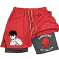 thumbnail image 1 of Pantalones cortos de compresión con estampado de Anime para hombre, Shorts de gimnasio de rendimiento atlético con bolsillos, secado rápido, Fitness, entrenamiento, boxeo, 2 en 1, 1 of 5