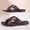 Brown, variant on Men Black Crisscross Genuine Leather Slide Sandals Minimalist Flat Hand-Stitched Casual Slippers