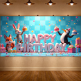 thumbnail image 5 of Colorful and Lively Happy Birthday Banner with Adorable Cartoon Characters Background Party Decoration Ideal for Birthday Parties Photography Backdrops Children Celebrations and Photo Props, 5 of 8