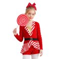 thumbnail image 2 of Haitryli Kids Girls Long Sleeve Sequins Striped Christmas Dance Bodysuit Figure Skating Gymnastics Leotard Red 8, 2 of 7