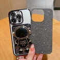 thumbnail image 4 of Compatible for iPhone 13 Pro 6.1 Inch Bling Plating Astronaut Hidden Stand Case, Cute Clear Glitter Card Slot Case for Women Girls Shockproof Back Cover for iPhone 13 Pro Black, 4 of 9