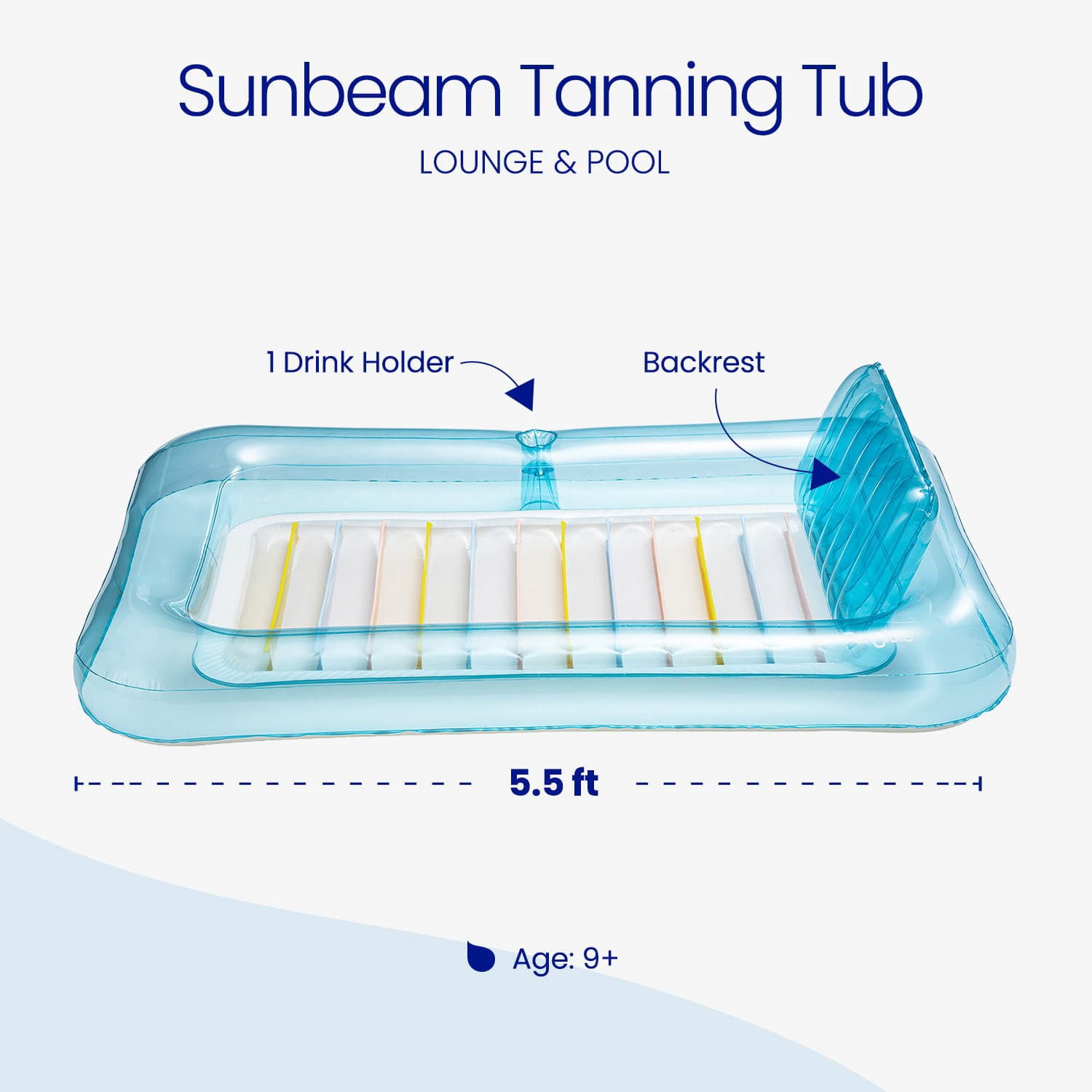 Funsicle Sunbeam Tanning Tub, 5.5ft Inflatable Lounge & Float, Age 14 and up