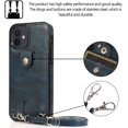 thumbnail image 5 of Necklace Crossbody Case for iPhone 12 Mini,PU Leather Wallet Lanyard Case Cover with Card Holder Adjustable Detachable Anti-Lost Neck Strap Case for iPhone 12 Mini,5.4",Blue, 5 of 7