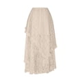 thumbnail image 5 of LWavelet Women Lace Tiered Maxi Skirt High Waist Ruffled Hem Boho Long Skirt Beige M, 5 of 7