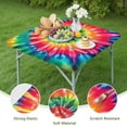 thumbnail image 4 of Colorful Rainbow Tie Dye Spiral Pattern Square Fitted Tablecloth with Elastic Edge,Square Table Cover,Washable Elastic Table Cover for Home Kitchen Party Decor 36"x36", 4 of 6