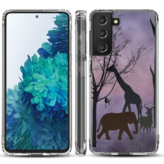 Shockproof Hybrid Bumper Phone Case for Samsung galaxy S21  5G / S21 Plus 5G, by OneToughShield ® - Twilight Safari