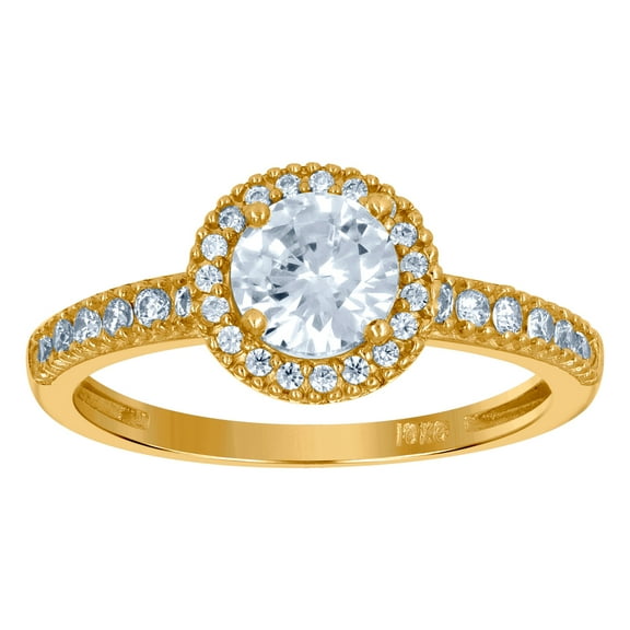 10k Two-tone Gold Womens Cubic Zirconia Halo Engagement Ring 5.7x2mm Wide Engagement Ring for Women