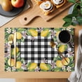 thumbnail image 2 of Yellow Lemon Placemats Set of 2, Black White Plaid Leaf Pink Flower Floral Non-Slip Place Mats Washable Table Mats for Kitchen Dining Table Decorations Indoor/Outdoor, 2 of 9