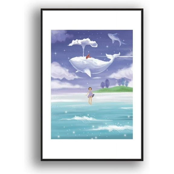 IDEA4WALL Framed Canvas Wall Art for Living Room, Bedroom Whale Canvas Prints for Modern Home Decoration Ready to Hang