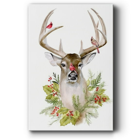 Holiday Deer Collection B- Gallery Wrapped Canvas