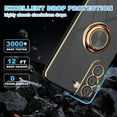 thumbnail image 6 of for Galaxy S22 Case,+Screen Protector,with Magnetic Kickstand,Built-in 360° Rotation Ring Holder,Plating Gold Edge Slim Soft TPU Shockproof Protective Case for Samsung Galaxy S22, Black, 6 of 13