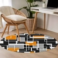 thumbnail image 4 of Round Rugs 3 Ft, Burnt Orange Black Geometric Non Slip Area Rugs for Kitchen Bedroom Entryway, Modern Color Block Abstract Washable Carpet Runner Rug Floor Mats for Bedroom Home Decor, 4 of 8