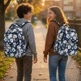 thumbnail image 3 of FUIALDOLG White Flowers Pattern Durable Backpack for Girls for Travel Elementary School, Water Resistant Breathable 600D Polyester Elementary Backpack, 3 of 10