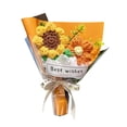 thumbnail image 2 of 1Pc Best Wishes Knit Yarn Puff Flower Bouquet, Sunflower-Like Artificial Flowers, Fake Flower Bouquet For Favors, Orange, 2 of 6