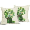 thumbnail image 2 of St Patricks Day Pillow Covers 16x16 Set of 2 Spring Green Vase Lucky Clover Cream Decorative Throw Pillow Cases Outdoor Farmhouse Decoration for Sofa Couch Bed, 2 of 6