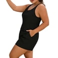 thumbnail image 4 of VEKDONE Women's Plus Size Swim Romper One Piece Swimsuits Solid Color Crewneck Modest Bathing Suit with Pockets Casual Beach Swimwear Black XXL, 4 of 6
