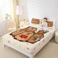 thumbnail image 4 of Homewish Cute Capibara Family Queen Sheet Sets, Kawaii Love Heart Flat Sheet, Teens Kids Boys Girls Queen Fitted Sheet, Breathable Home Decor, 4pcs, 4 of 7