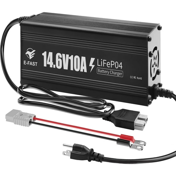 12V 10A Smart Battery Charger LiFePO4 14.6V Charger Anderson Plug for Marine RV