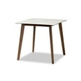 thumbnail image 3 of Baxton Studio Paras Mid-Century Modern Transitional Light Beige Fabric Upholstered and Walnut Brown Finished Wood 5-Piece Dining Set with Faux Marble Dining Table, 3 of 5