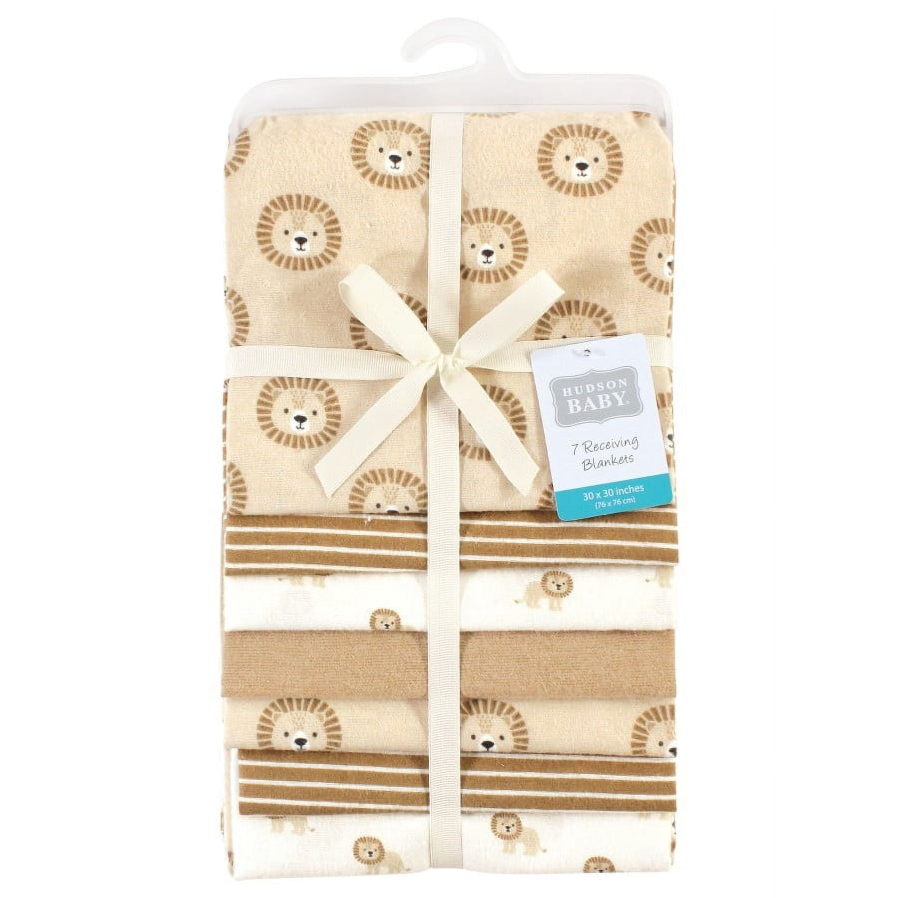 Hudson Baby Cotton Flannel Receiving Blankets Bundle, Brave Lion, One Size