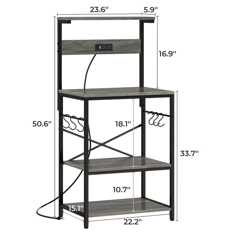 SUPERJARE Bakers Rack with Power Outlet, Kitchen Coffee Bar Table