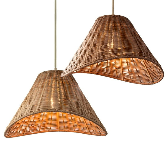 Rattan Lamp Shades 2 Count ,Bell Boho Design Lampshades