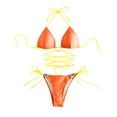 thumbnail image 3 of WREESH Womens Two Piece Swimsuit String Bikini Sets Metal Ring Bikini Set Love Drawstring Bikini Beach Bathing Suit Orange, 3 of 7
