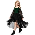 thumbnail image 4 of CIAKGIAF Girls off Shoulder Gothic Lace Dress High Low Irregular Hem Halloween Christmas Dress, 4 of 6