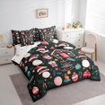 thumbnail image 3 of Manfei Christmas Hat Bedding Comforter Set 7-Piece for Kids, Merry Xmas Gifts Queen Bedding Sets, Dark Green Pink Queen Sheet Sets, Microfiber Bedroom Decor, 3 of 7
