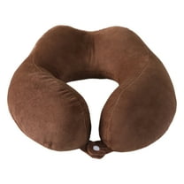 Taotanxi Travel & Neck Pillow, Therapeutic Memory Foam, Washable Micro-Fiber Cover, Soft and Comfortable - Head Support for Long Flights, Compact and Ergonommic Design, Attaches to Luggage - Coffee