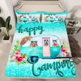 thumbnail image 2 of Homewish Happy Camping Twin Sheet Sets,Colorful Flower Floral Twin Fitted Sheet,Cyan Glitter Print Flat Sheet For Teens,Ultra Soft Home Decor,3pcs, 2 of 7