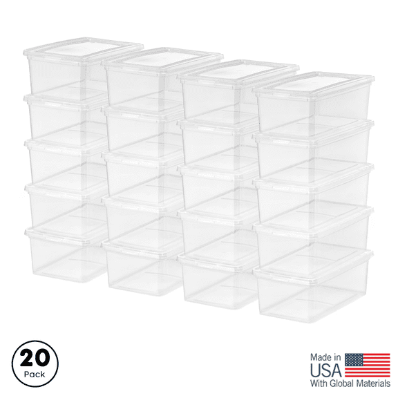 5 Qt. Plastic Stackable Storage Bins with Lids, 20-Pack
