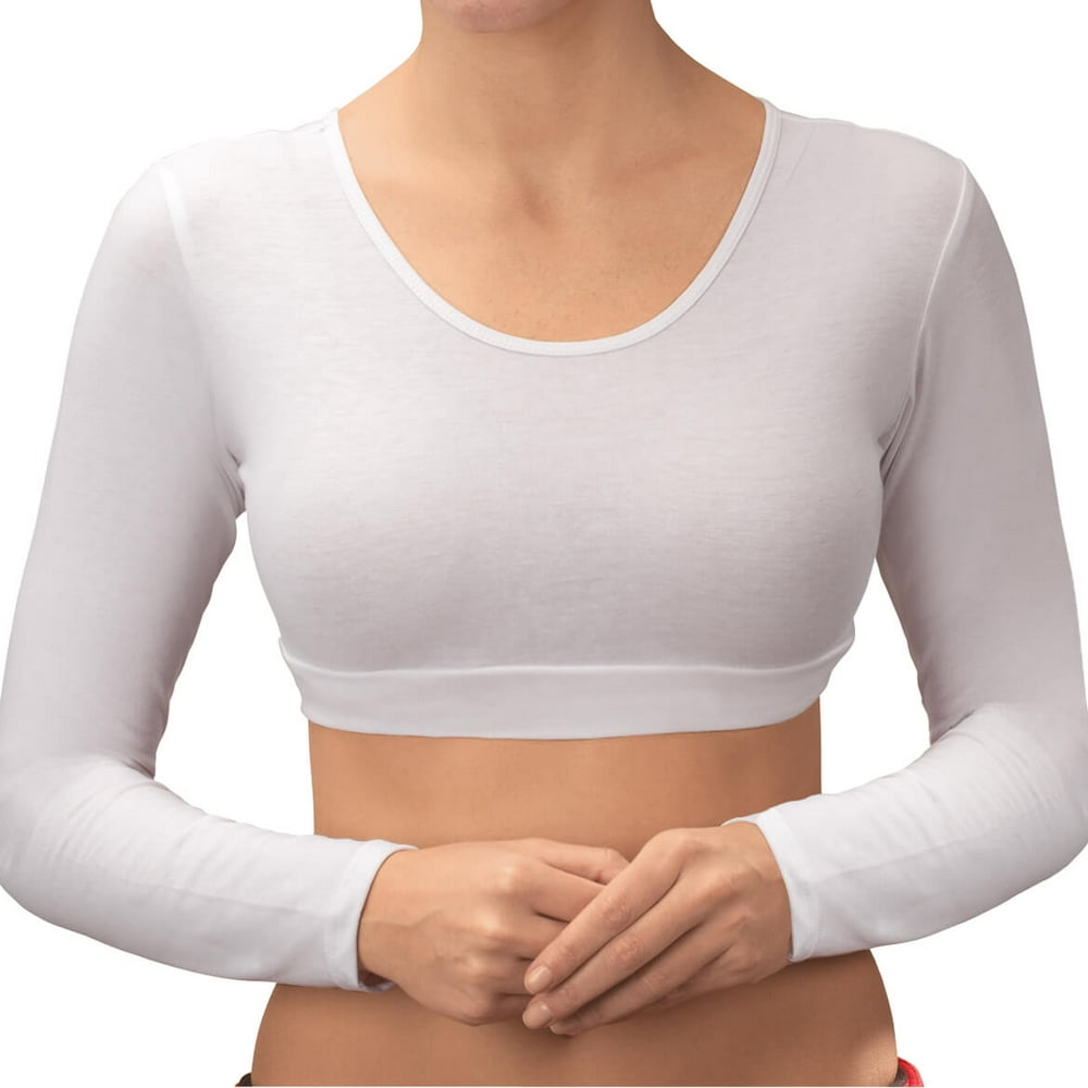 Collections Etc. Women's Elegant Long Sleeve Cropped Cami, Large