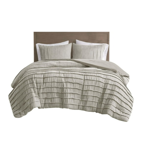 Beautyrest Maddox 3 Piece Striped Seersucker Oversized Comforter Set