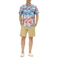thumbnail image 2 of INSPIRE CHIC Men's Shirts Short Sleeve Floral Print Button Up Point Collar Hawaiian Shirt 34 Blue Pink, 2 of 6
