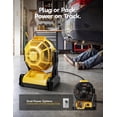 thumbnail image 6 of Battery Operated Fan, for DEWALT 20V Max Battery, Camping Fan Cordless, Option for Corded, with LED Lights, Variable Speed, Hook for Hanging, for Jobsite(Battery Not Included), 6 of 9