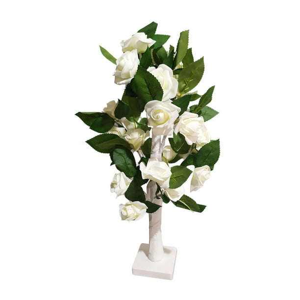 Lámpara de Flor rosa Lámpara de árbol de escritorio para niñas Blanco lechoso Gloria Lámpara Rose Tree