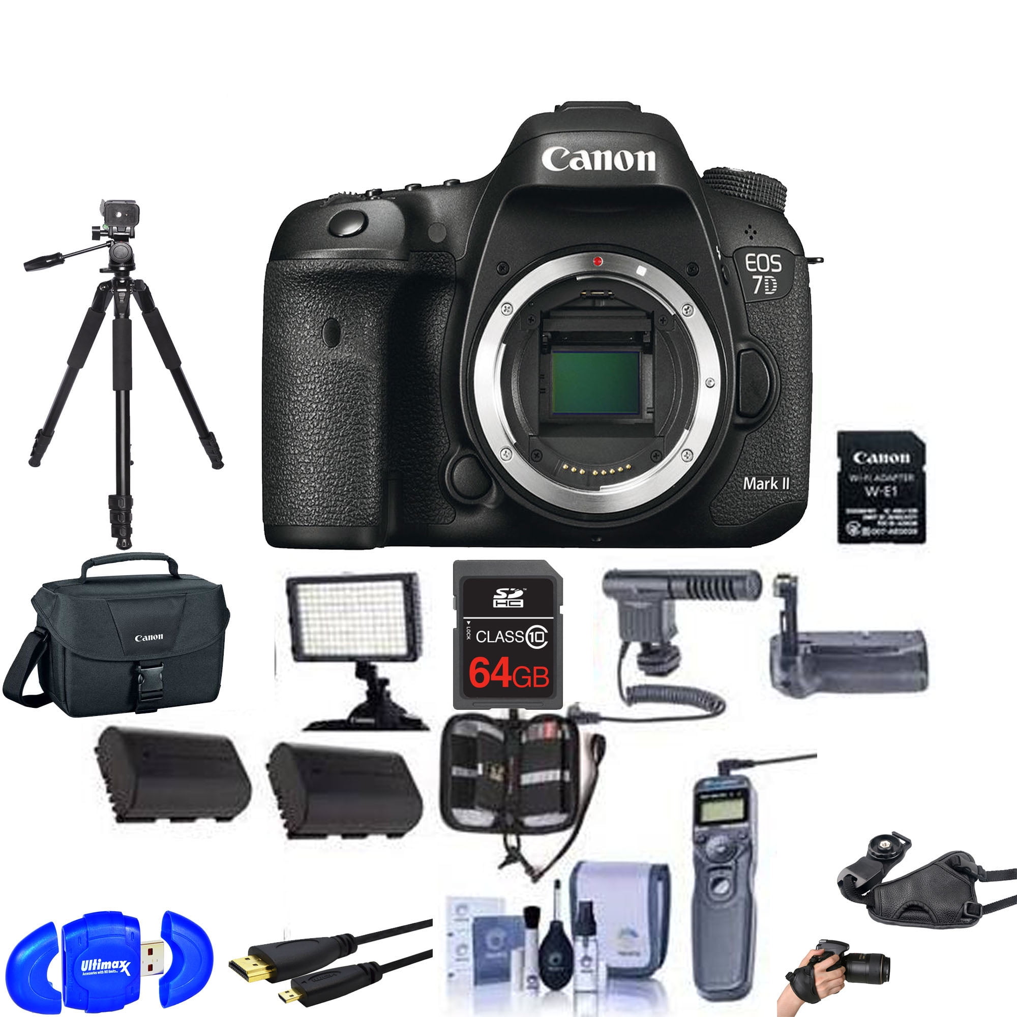 EOS 7D Mark II DSLR Camera Body Adapter Kit Deluxe Bundle - Walmart.com