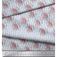 thumbnail image 2 of Soimoi Blue Poly Georgette Fabric Square & Rose Floral Print Fabric by the Yard 42 Inch Wide, 2 of 3