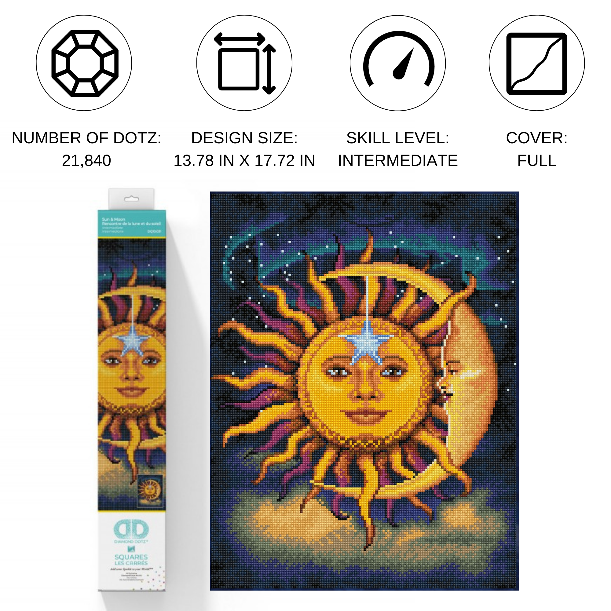 Diamond Dotz Sun & Moon Diamond Painting Kits for Adults - Diamond Art Kits a Relaxing Creative Craft Kit with Dotz Gems 13.8x17.7
