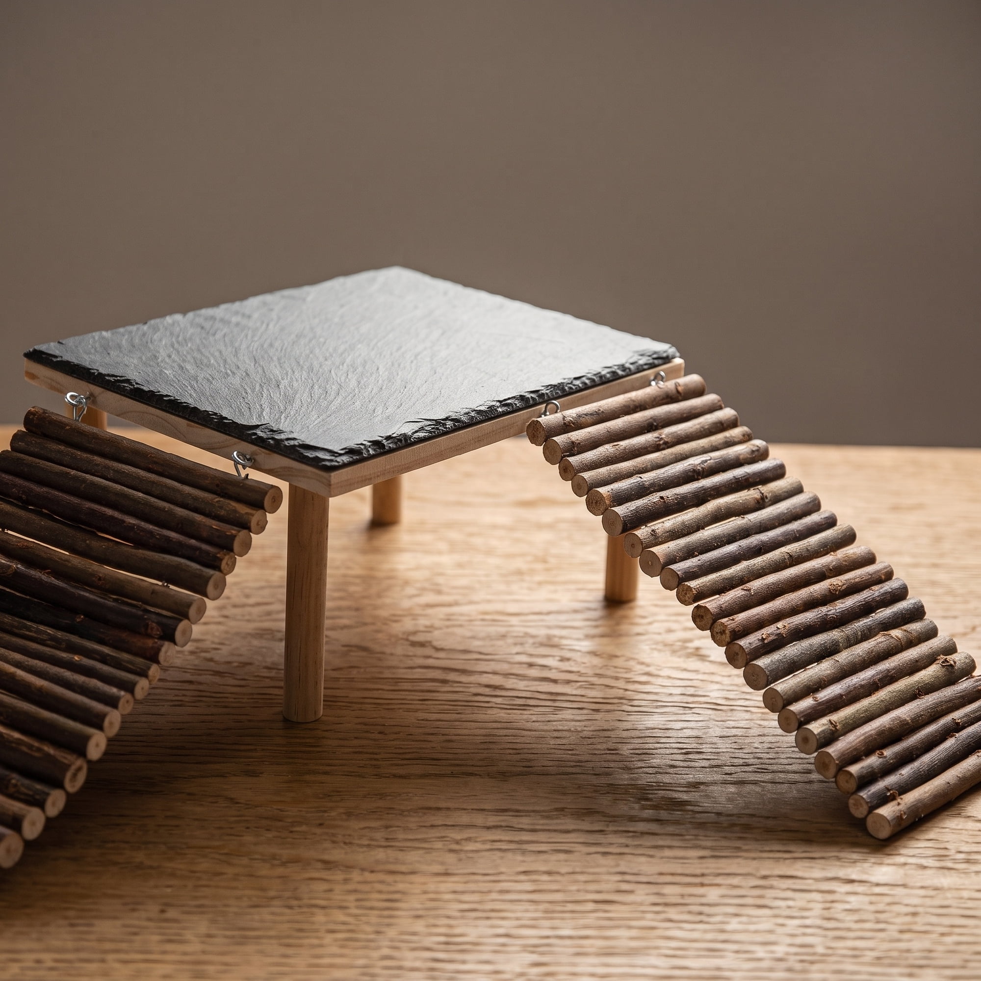 OULII Bearded Dragon Basking Platform with Wooden Climbing Ramp