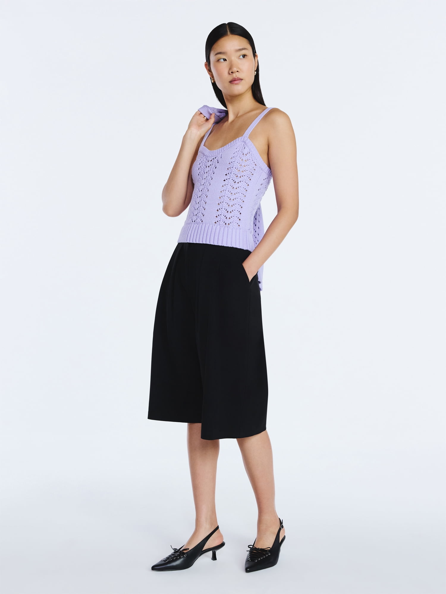 Scoop Women’s and Women's Plus Crochet Sweater Tank Top with Sweetheart Neck, Sizes XS-4X