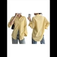 thumbnail image 3 of Camisas de Mujer con Botones, Camisas Formales A Rayas, Mangas Largas, Solapas, Camisas de Oficina, Blusas Amarillo XL, 3 of 7