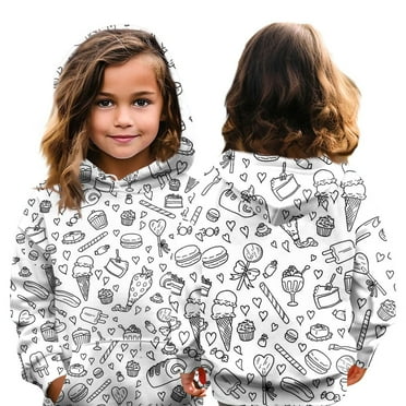 Xyxonk Color-In Cute Funny Cartoon Hoodies Princess Painting Sweatshirts for Boy and Girl Can Play with and Wear Long Sleeve Pullover Size 3-4Y Clear 110