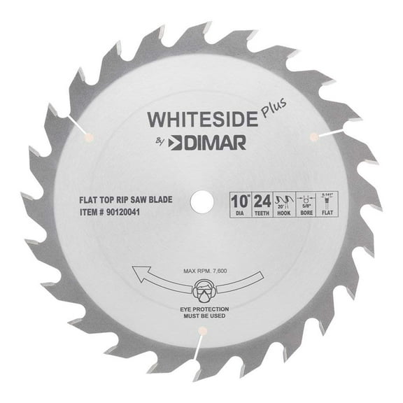 Whiteside Dimar Standard Ripping Table Saw Blade 10" OD, 24T, 5/8"B, Flat Grind